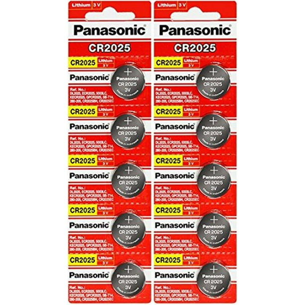 Pack of 10 Panasonic CR2025-10 CR2025 3V Lithium Coin Battery